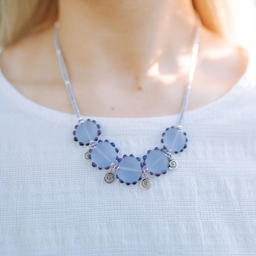 Beachcomber Necklace in Lilac, Frosted Glass