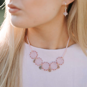 Beachcomber Necklace in Rose, Frosted Glass