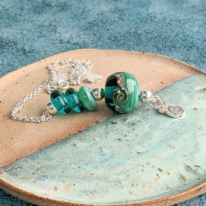 Deep Sea Beach Ball Necklace in blue or green