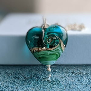 Deep Sea Heart Pendant in Blue or Green