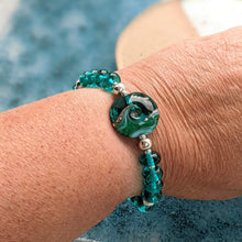 Load image into Gallery viewer, Deep Sea Silver Fish Bracelet in Blue or Green