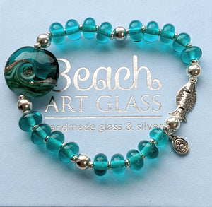 Deep Sea Silver Fish Bracelet in Blue or Green