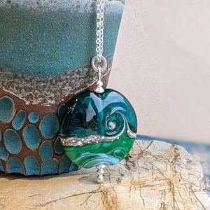 Deep Sea Extra Large Lentil Pendant in Blue or Green