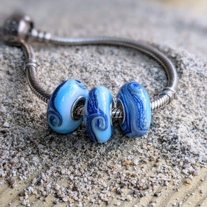 Ocean Waves Silver Cored Beads