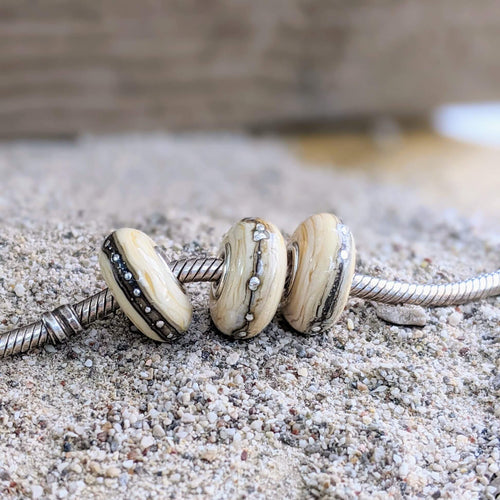 Sand silver cored beads, Sea Spray, Sea Mist, Sand & Sea