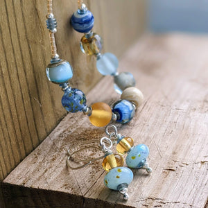 Saltwater Earrings, amber or blue