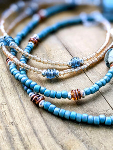 Saltwater Necklace, amber or blue