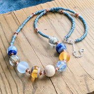 Saltwater Necklace, amber or blue