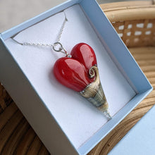 Load image into Gallery viewer, Sandstone XL Heart Pendant in Red Glass