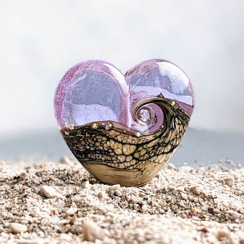 Sandstone Heart Pendant in Pale Lavender Glass