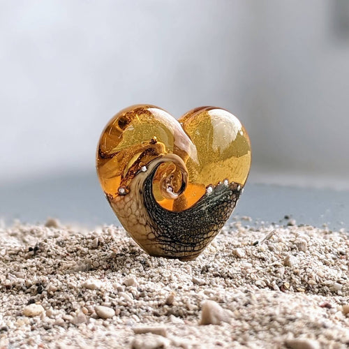 Sandstone Heart Pendant in Amber Glass