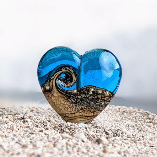 Sandstone Heart Pendant in Aqua Blue Glass