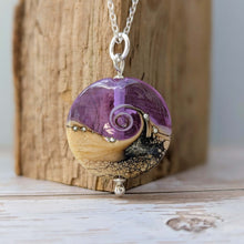 Load image into Gallery viewer, Sandstone Lentil Pendant in Deep Lavender Glass