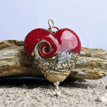 Load image into Gallery viewer, Sandstone Heart Pendant in Red Glass