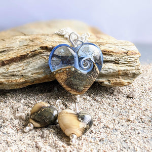 Sandstone Lentil Pendant in Light Blue Glass