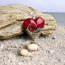 Load image into Gallery viewer, Sandstone Lentil Pendant in Red Glass