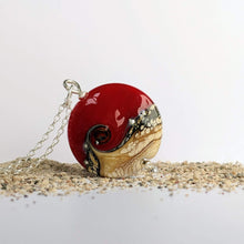 Load image into Gallery viewer, Sandstone Lentil Pendant in Red Glass