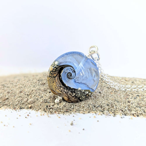 Sandstone Lentil Pendant in Light Blue Glass