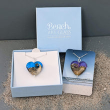 Load image into Gallery viewer, Sandstone Heart Pendant in Aqua Blue Glass