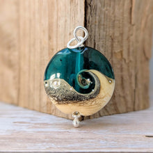 Load image into Gallery viewer, Sandstone Lentil Pendant in Teal Glass
