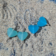Load image into Gallery viewer, Sea Glass Heart Drop Earrings