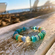 Sea Glass Fiddle Bead Bracelet