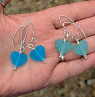 Sea Glass Heart Drop Earrings