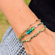 Sun Glitter Triple Wrap Bracelet in Green