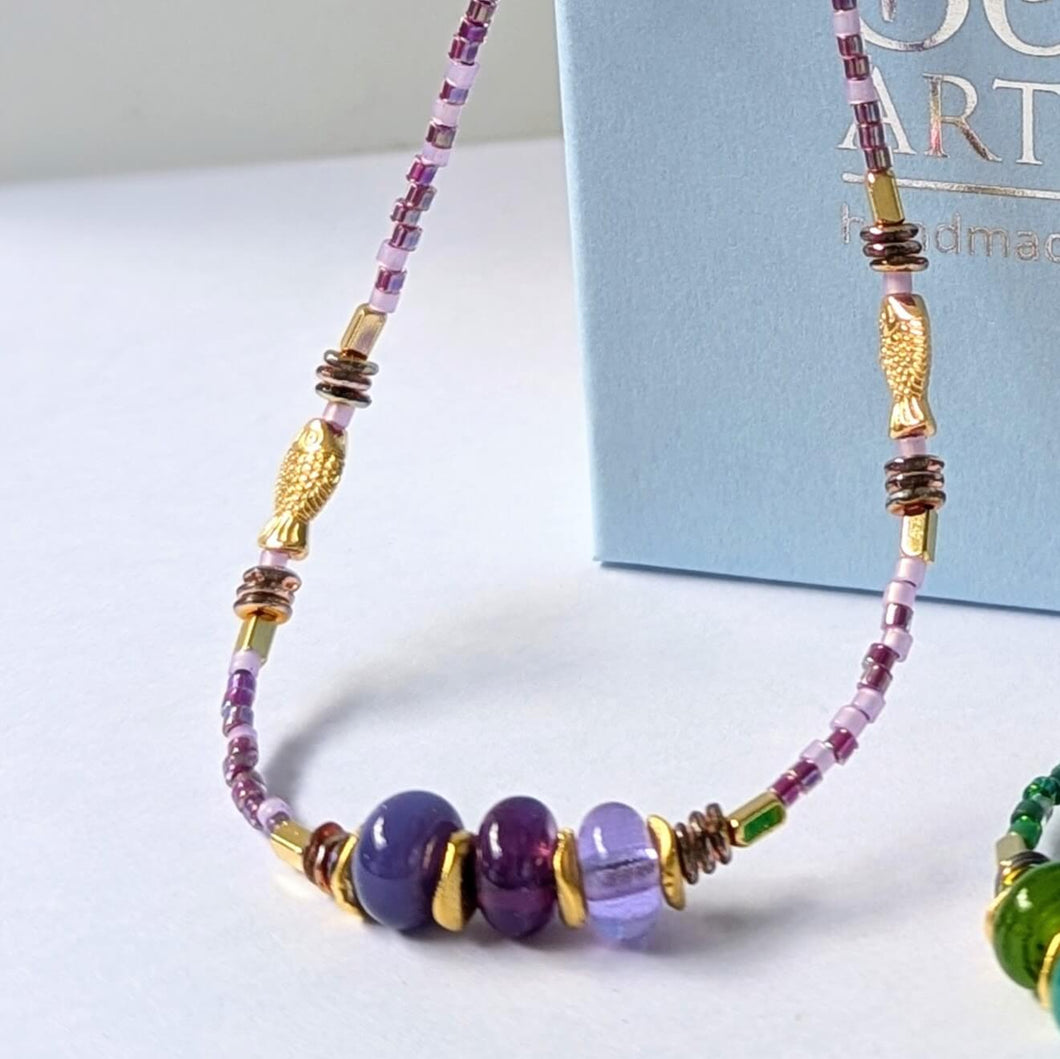 Sun Glitter Necklace in Purple