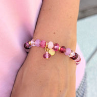 Sun Glitter Beaded Bracelet in Pink