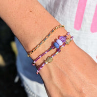 Sun Glitter Triple Wrap Bracelet in Purple