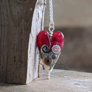 Red Sea Long heart pendant - clearance sale - only one available