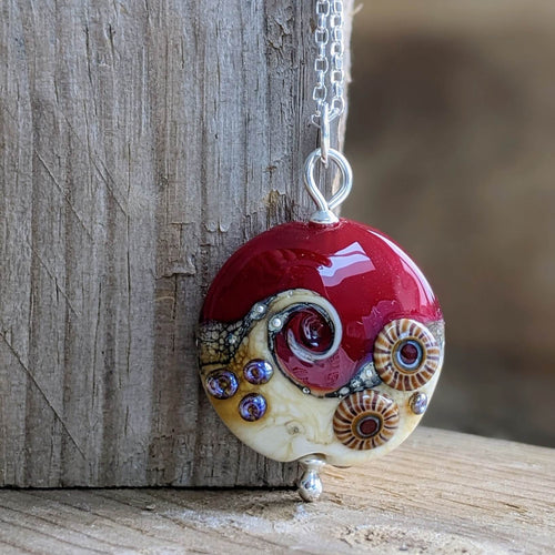 Red Sea lentil pendant - clearance sale - only one available