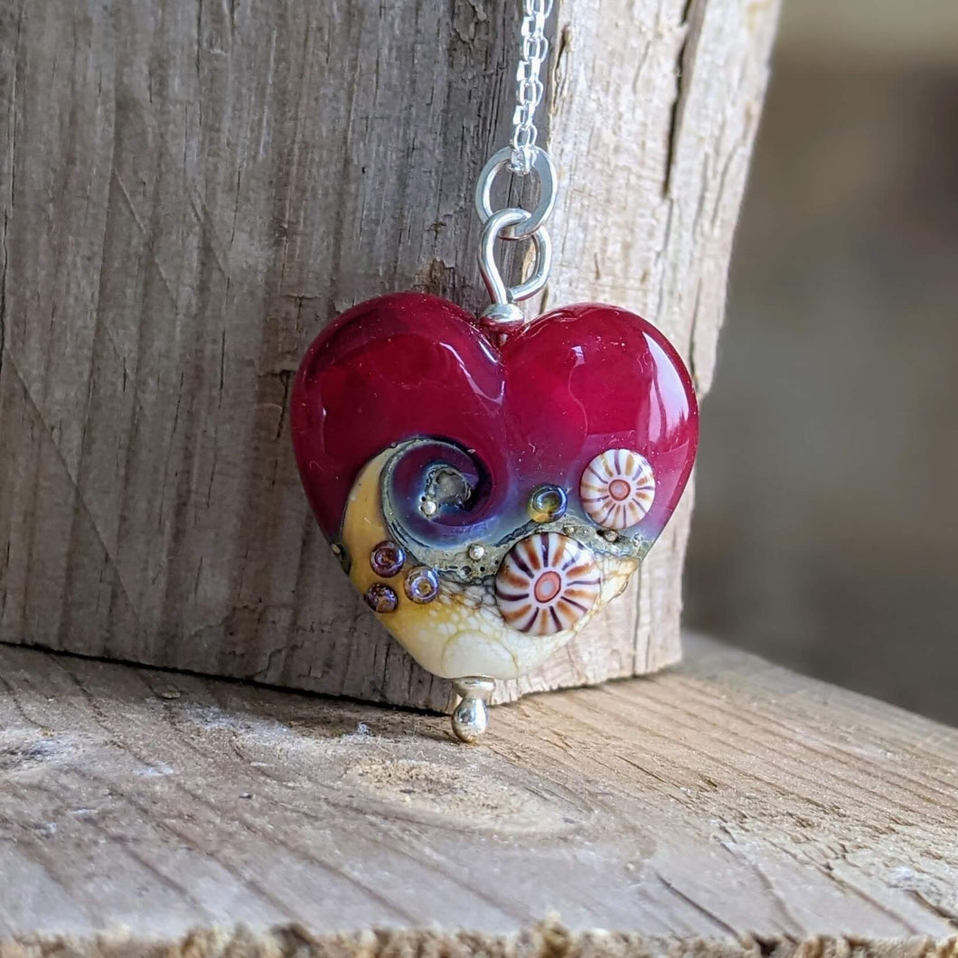 Red Sea heart pendant - clearance sale - only one available