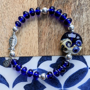 Midnight Waves Silver Fish Bracelet - clearance sale - only one available