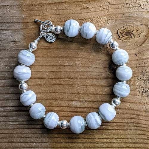 Pebble Glass & Silver Bracelet - clearance sale - only one available