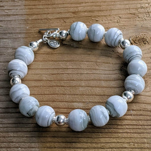 Pebble Glass & Silver Bracelet - clearance sale - only one available