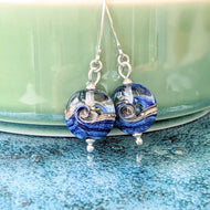 Blue Surf Lentil Earrings half & half style