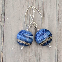 Load image into Gallery viewer, Blue Surf Lentil Earrings-Earrings-Beach Art Glass