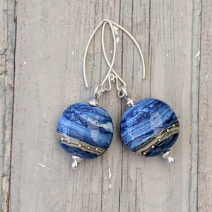 Blue Surf Lentil Earrings-Earrings-Beach Art Glass