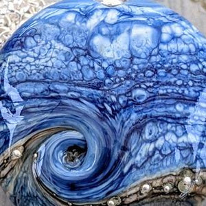 Blue Surf Lentil Pendant-Necklace-Beach Art Glass