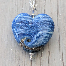 Load image into Gallery viewer, Blue Surf Heart Pendant, choice of styles