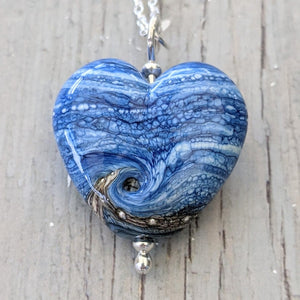 Blue Surf Heart Pendant, choice of styles