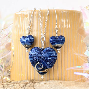 Blue Surf Heart Pendant, choice of styles