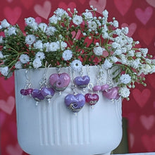 Load image into Gallery viewer, Bouquet Heart Earrings in Lavender