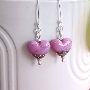 Bouquet Heart Earrings in Opaque Pink