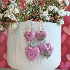 Bouquet Heart Pendants in Opaque Pink
