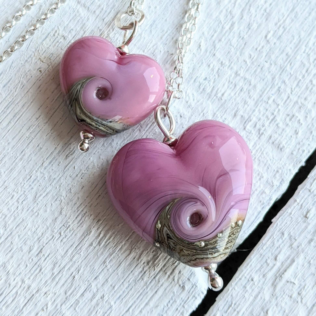 Bouquet Heart Pendants in Opaque Pink