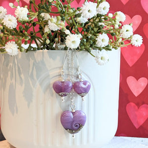 Bouquet Heart Earrings in Lavender