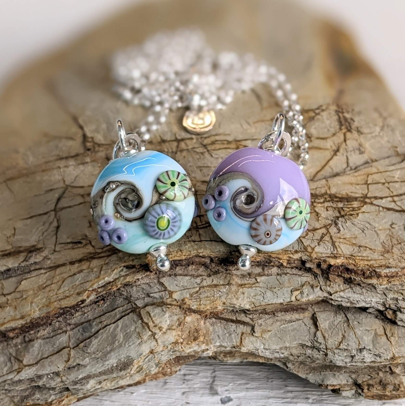 Glass Pendant Beach inspired Beach Art Glass